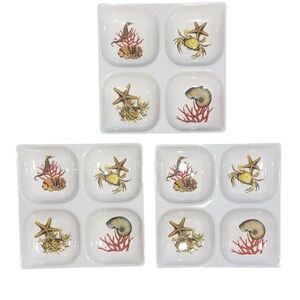 3 Precidio Melamine Coral Reef Nautical 
Themed Serving Divided Trays